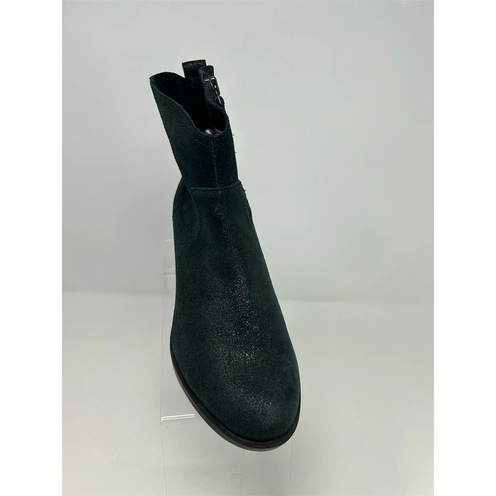 Sorel Lolla II Ankle Booties Black Metallic Side Zip Low Block Heel Size 10